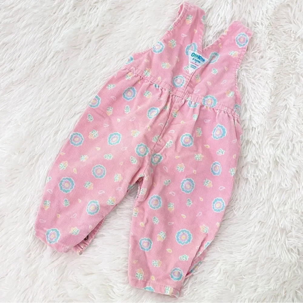 OshKosh | Vintage Floral Bubble Corduroy Overalls